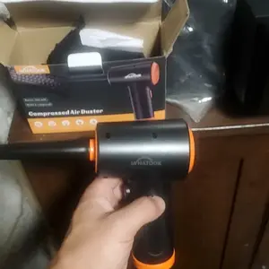 WHATOOK Cordless Compressed Air Duster with 3 Speeds LED Light Portable Electric Air Blower for Keyboard PC Car Cleaning Fathersdaygift