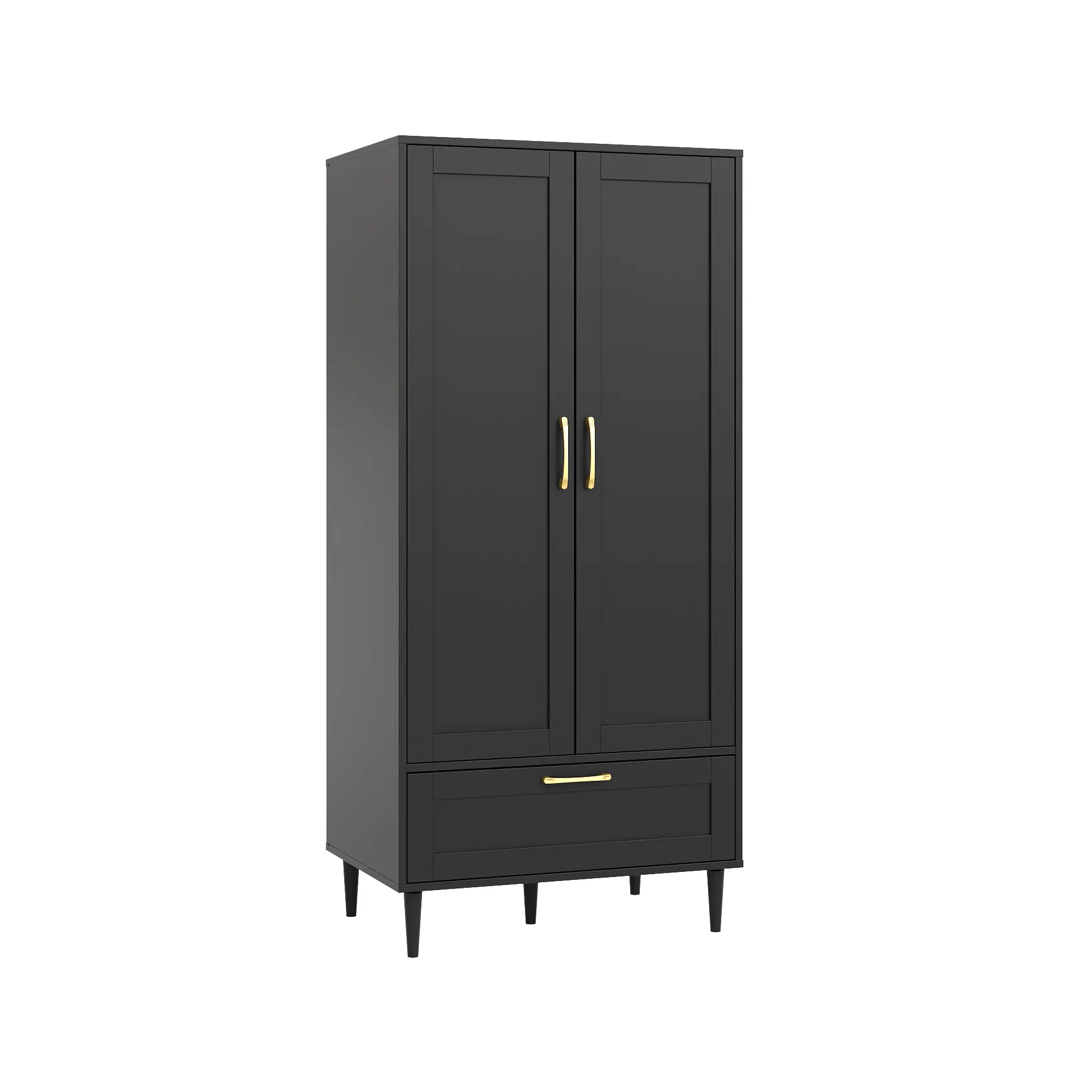 Wardrobe Closet with 2 Doors ,60" Tall Clothing Storage Cabinets,Drawer and Hanging Rod – Tip-Resistant Clothing Storage Cabinet for Bedrooms, Closets,Apartments, Dorms, Hotels,  Changing Rooms