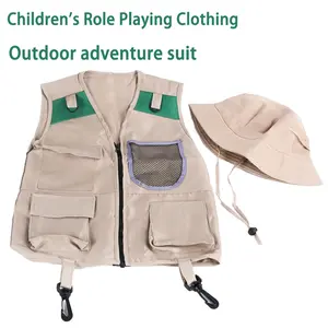 Explorer Costume Set, Mesh Bag Vest and Hat, Outdoor Adventure, Imaginative Play, Gift Set for Kids, Outfit, Model Xinghao Fz-08