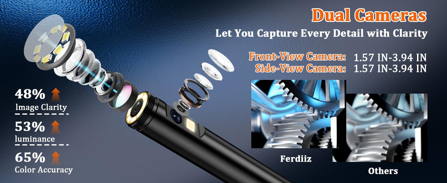 Endoscope Camera with Light, 1920P HD Borescope Camera with 8 Adjustable LED Lights, 16.4ft Semi-Rigid Cable, IP67 Waterproof, Handheld Borescope Cool Gadgets for Men