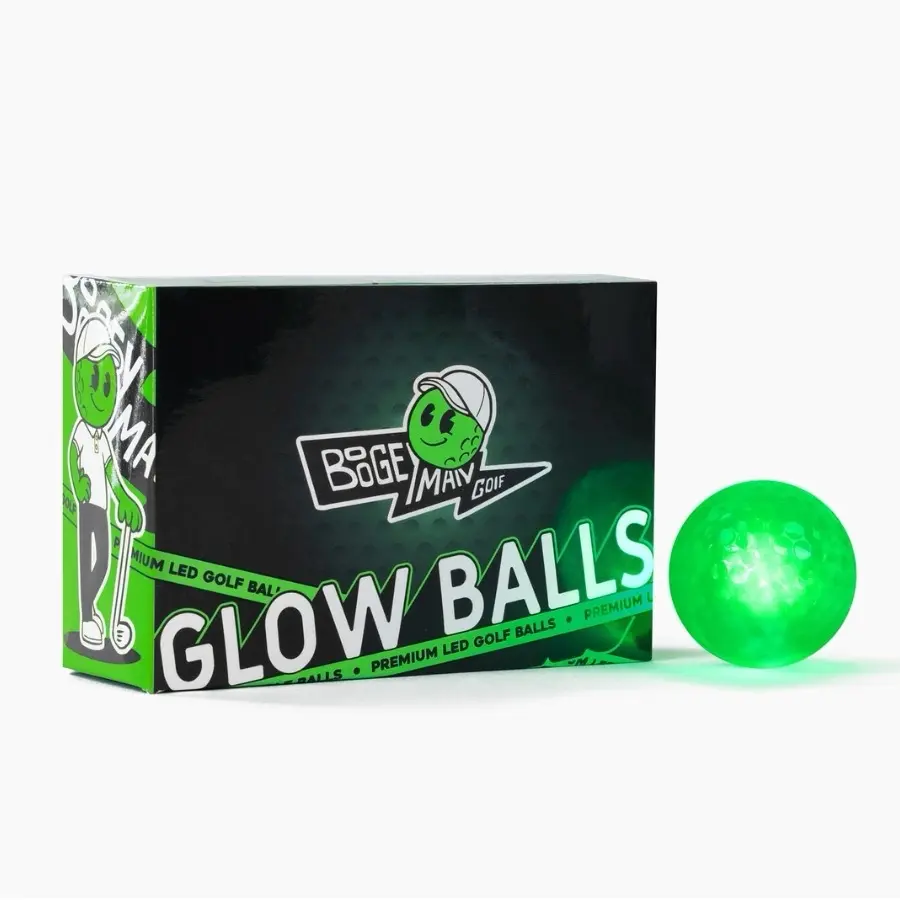 Boogey Man Glow Golf Balls - Green Light Up Led Golf Balls Night Golf Gift Sets for Men Kids Women - 6 Pack