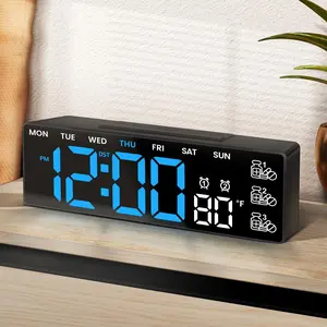 Table Clock with Day and Date for Elderly, 7" Large Display Digital Calendar Day Clock with 3 Custom Alarms and Medicine Reminders, Dual Alarms,Temperature,Auto DST, Dementia Alzheimers Clocks for Seniors,Birthday New Year Gifts for Grandma Grandpa, Home