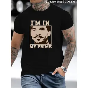 Premium Vintage Print T-Shirt Doc Holiday -I'M In My Prime.- Tombstone -Movie Vintage Print T-Shirt For Men And Boys - Premium Quality, Casual, Short Sleeve, Crew Neck, Comfortable, Classic Fit, Gifts -  Casual Street Wear Essential cotton  on Menswear