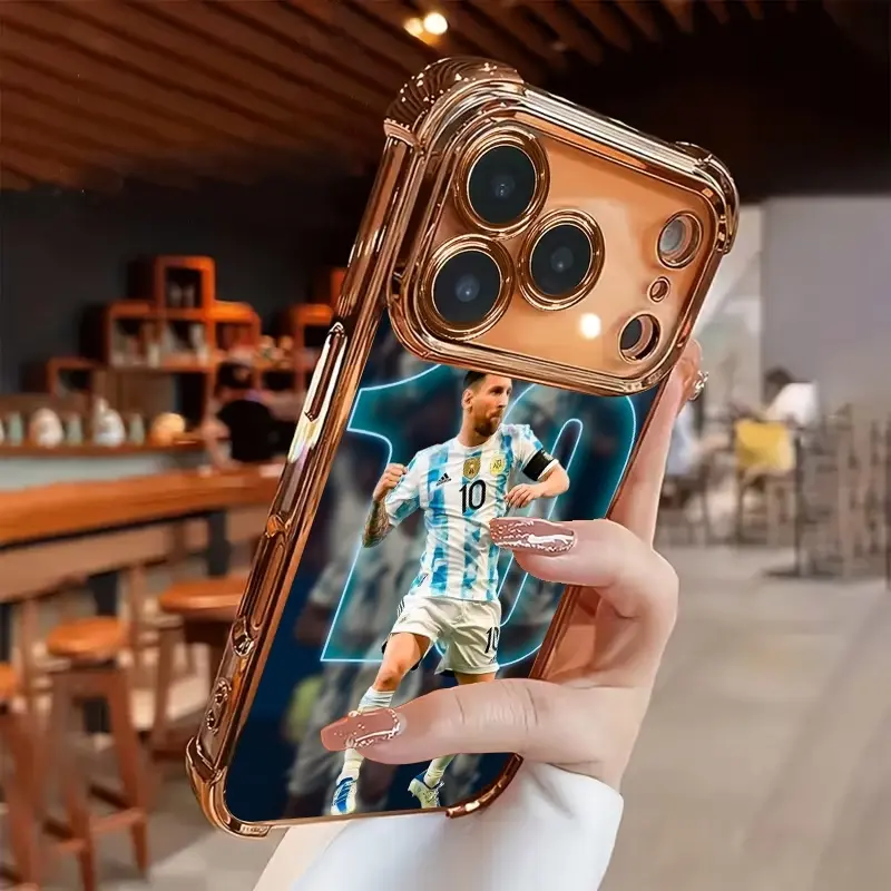 Football phone case - New electroplated transparent TPU airbag anti-drop phone case suitable for iPhone 17 Pro Max 16 15 14 13 12 11. Simple and fashionable shock-proof soft case for protection. Personalized and creative protection case. Suitable as a gif