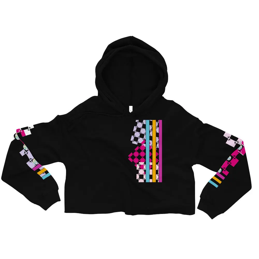 Happy Coach Checker Print Crop Hoodie