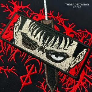 Black Swordsman | Anime Inspired Embroidery | Embroidered Hoodie | Embroidered Sweater | Anime Sweater | Embroidery | Anime