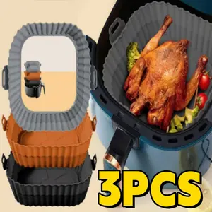 3 Silicone Lined Air Fryers, Easy to Clean, Dishwasher Washable, Heat-Resistant, Suitable for Kitchen Baking, Camping, Friend Gatherings, Barbecues, And Carnival Parties sheet dryer