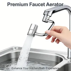 Premium Faucet Aerator 2-Mode Splash-Proof 360° Swivel Extension | High-Pressure Adjustable Spray Head | Leak-Proof Universal Nozzle Attachment | Easy Install Water-Saving Adapter | Fit Most Standard Faucets for Kitchen, Bathroom, RV & Utility Sinks