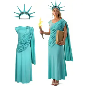 UQJE Statue of Liberty Costume Women Freedom Independence Statue of Liberty Crown Halloween Cosplay Costumes Accessories