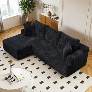L-Shaped Convertible Modular Cloud Couch, Corduroy Upholstered with Memory Foam & Movable Storage, Oversized Plush Chaise Lounge, Vacuum Compression Box Packaging, Modern Living Room Furniture for Villas Apartments