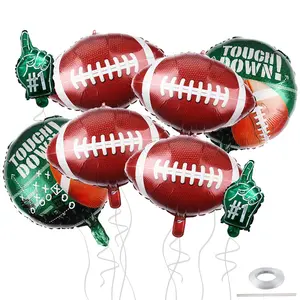 8pcs Football & Rugby Foil Balloons Set for Sports-Themed Birthday or Game Day Decor