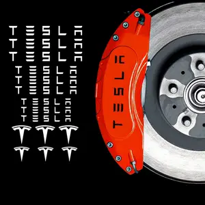 6 Piece Brake Caliper Sticker Set, High Temperature Resistant Car Body Decal, Tesla Car Exterior Modification Accessories, Customizable Car Stickers, Car Decals