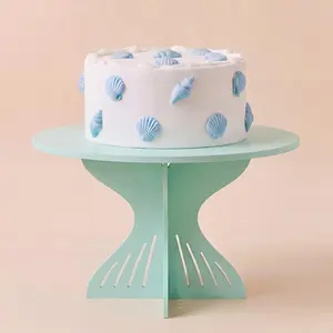 Ocean-Themed Party Centerpiece – 12" Mermaid Cake Stand with 3D Mermaid Tail Base, Blue PVC Dessert Holder for Birthday, Baby Shower & Under the Sea Party Supplies