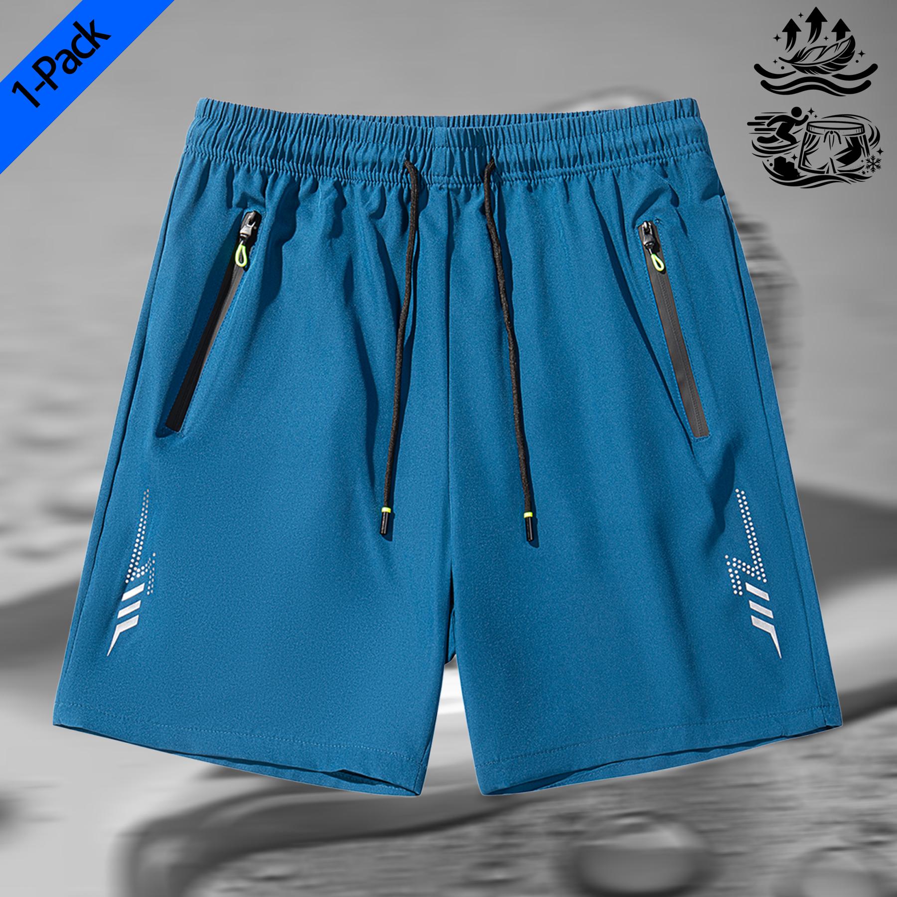 Men's 1 Pack Athletic Running Shorts Quick Dry Moisture Wicking Lightweight Breathable Gym Workout Shorts with Zipper Pockets Stretchy Elastic Waist for Jogging Hiking Outdoor Sports Training Casual Daily Wear Active Performance
