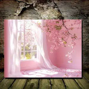 Cherry Blossom Pattern Wooden Frame Canvas Painting, Modern Art Wall Decoration, Home Living Room Bedroom Office Wall Decoration, Poster Ornaments Photo