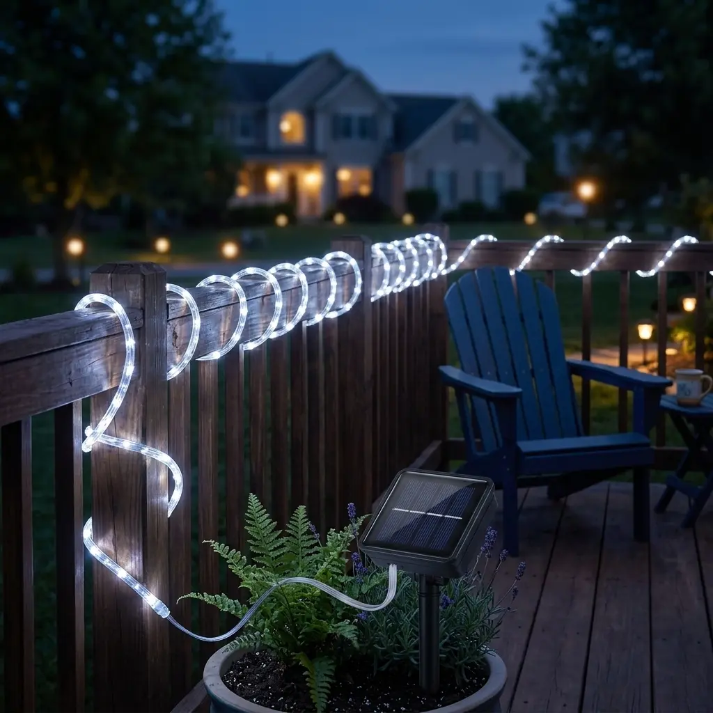 Outdoor Waterproof Solar Rope Lights - LED Solar String Lights with Multiple Modes, Flexible Clear PVC Tube Fairy Lighting for Garden, Patio Decor (Cool White)39ft