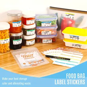 100 Piece Food Storage Labels Stickers, Colorful Refrigerator Labels, Detachable Fridge Stickers for Food Containers, Kitchen Freezer Tags