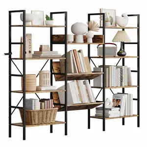 Triple-Column Adjustable Bookcase – 11 Shelves, 33LB/Shelf, Steel Frame & MDF Panels (Black) for Living Room, Office, Bedroom