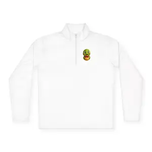 Cute Green Turtle Holding Shell Quarter-Zip Pullover | Small Chest Graphic