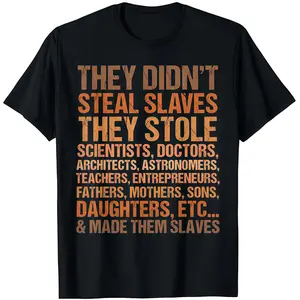 They didn't steal the slave black history month melanin african t-shirt, suitable for all men and women outdoor short sleeve t-shirt, S-5XL, colorfast print, creative graphic, for women, autumn daily