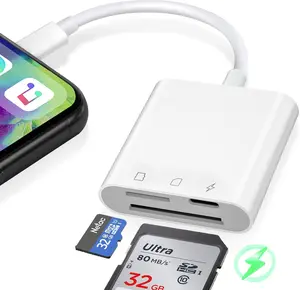 SD Card Reader for  iPad with Lightning Port, SD &  SD Dual Slots Memory Card Reader for Digital Trail Camera Card Adapter SD Card Viewer, Simultaneous  and Reading