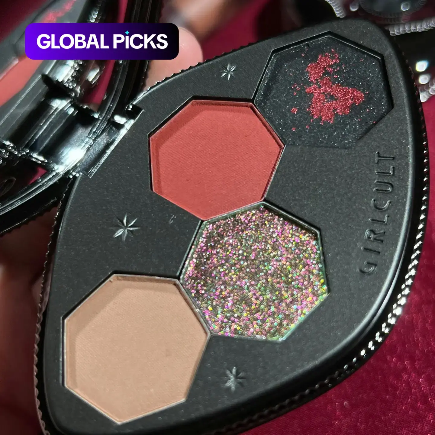 4-Color Glam Eyeshadow Palette, Matte and Glitter Eye Shadow Palettes, Long Lasting Shimmering Blendable Eye Makeup Products, Highly Pigmented Shades, Girlcult Gift #GLOBAL PICKS