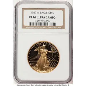 Modern Bullion Coins (1989-W Proof Gold Eagle 1 oz Brown Label)