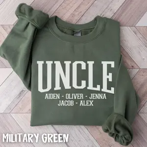 Custom Uncle Sweatshirt with Kids Names, Customized Fathers Day Gift for Uncle, Personalized Uncle Pullover