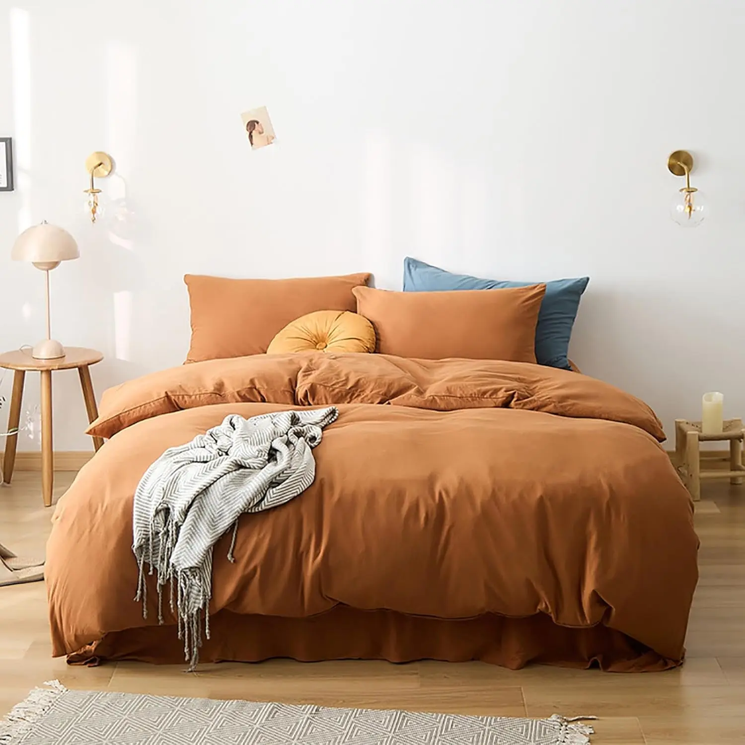 Pumpkin Comforter Queen Rust Caramel Comforter Women Men Terracotta Quilts Burnt Orange Comforter Reddish Brown