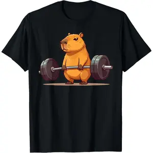 Deadlift Capybara Funny Fitness Capy Lover Men Women Kids T-Shirt Pure Cotton Graphic Tees Menswear Top: Gifts for Men & Women