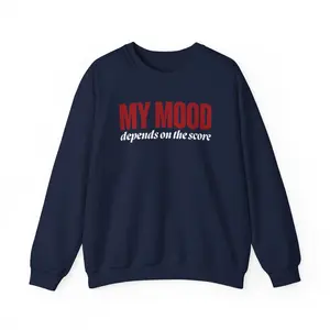 Men's Heavy Blend™ Crewneck Sweatshirt - Unisex Classic Comfortable Graphic Men's Sweatshirts, Navy & Red, Smooth Fitted Fabric, Seamless Design, Score-Themed Prints with Decoration, Overall Stylish