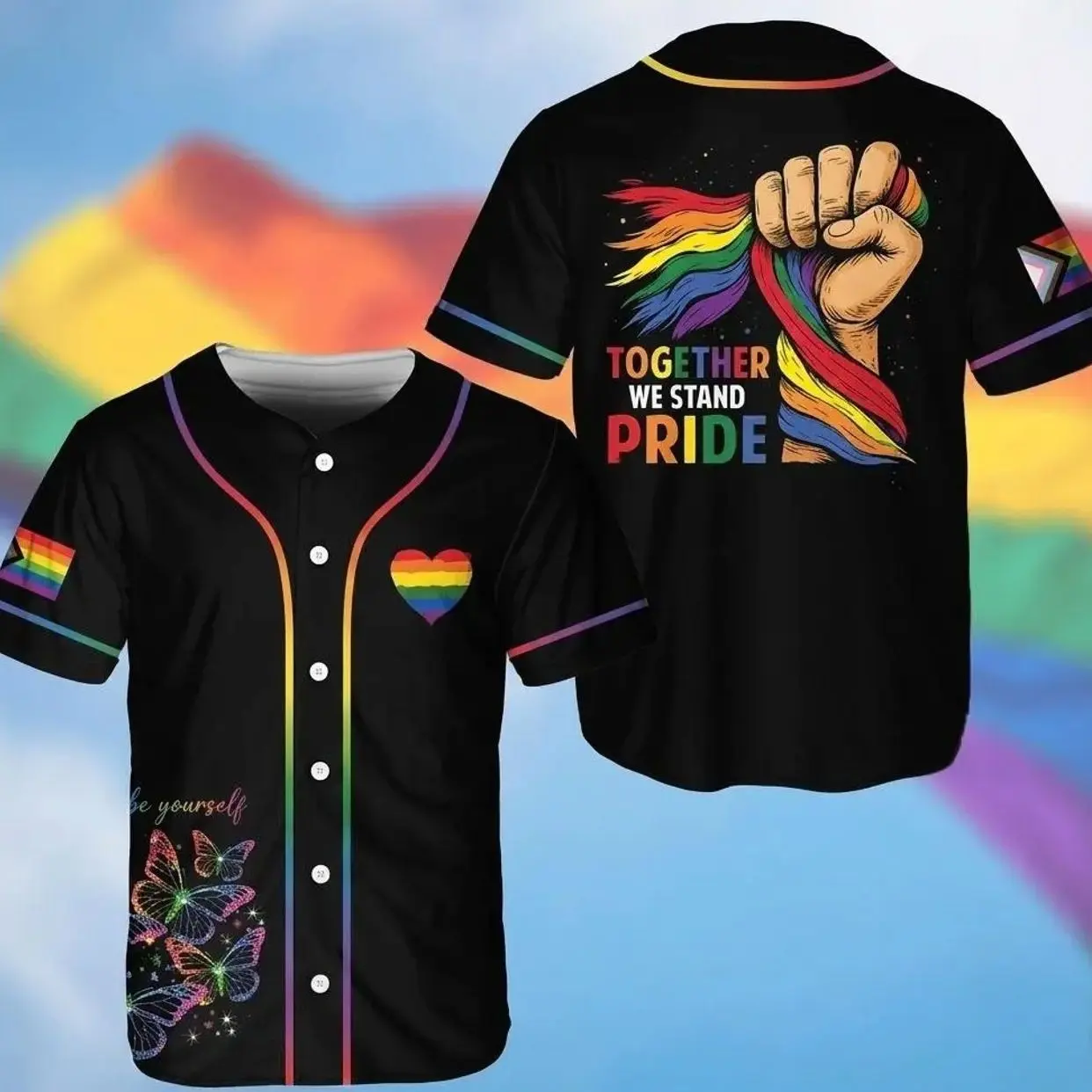 Rainbow Pride Baseball Jersey, LGBTQ Equality Support Team Shirt, Trendy Unisex Sports Fan Jersey