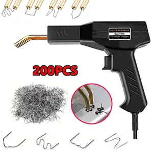 Plastic Welding Repair Kit with 200 Welding Nails, Car Bumper Patch Tool, Fast Heating Hot Melt Gun Garage Tool, Durable Multi-Functional