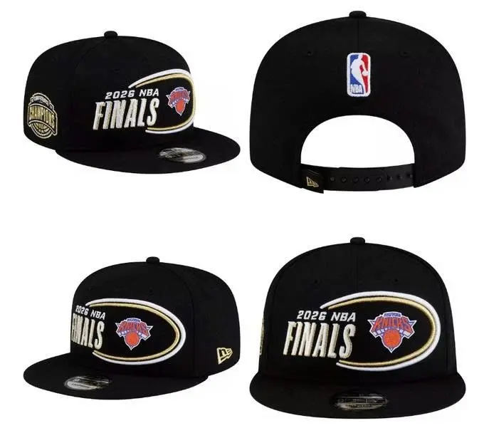 New Era New York Knicks 2026 NBA Finals Snapback Cap – Black Flat Brim Hat with Championship Side Patch