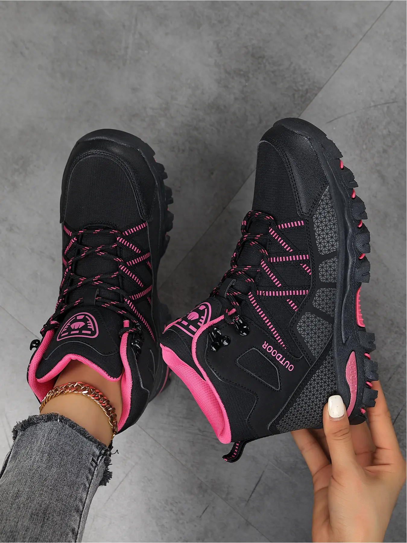 Women's Hiking Boots Non Slip Wear Resistant High Top Outdoor Trekking Casual Sneakers Outdoor Travel Footwear Lightweight Hiking Shoes Lightweight Hiking Footwear