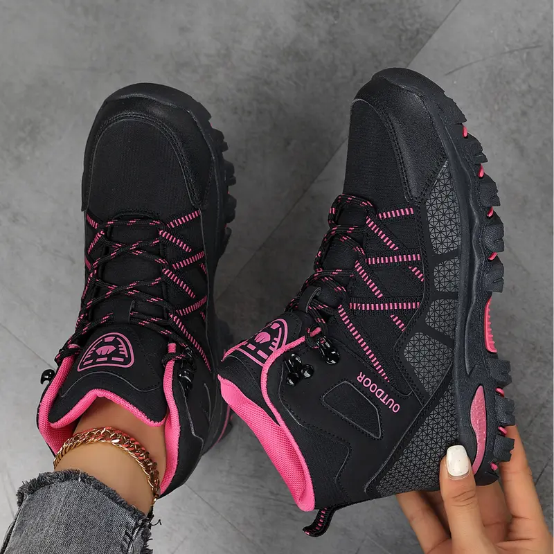 Size runs small Women's Hiking Boots Non Slip Wear Resistant High Top Outdoor Trekking Shoes Casual Sneakers