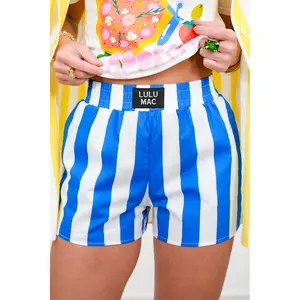 Lulu Mac Elastic Waist Striped Shorts with Side Pockets
