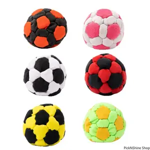 6-Pack 2.75in Plush Soccer Hacky Sacks, Soft Fleece Footbags for Kids, Retro Nostalgia Skill Toy, Outdoor Game Juggling Balls, Sports Party Favors, Coordination Gear