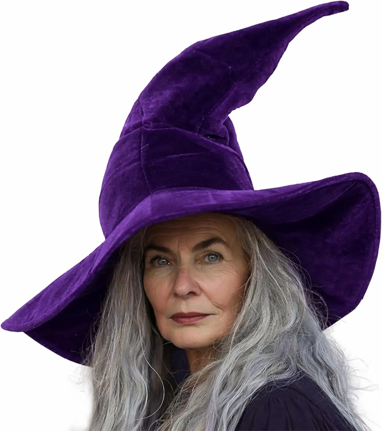 Gothic Synthetic Velvet Shapable Witch Hat - Lightweight, Soft-Structured, Traditional, Comfortable for All-Night Wear, Versatile Character Styling, Wide Mystical Brim, Adult Wizard Costume Accessory for Halloween, Mystical Renaissance Fair Wizards