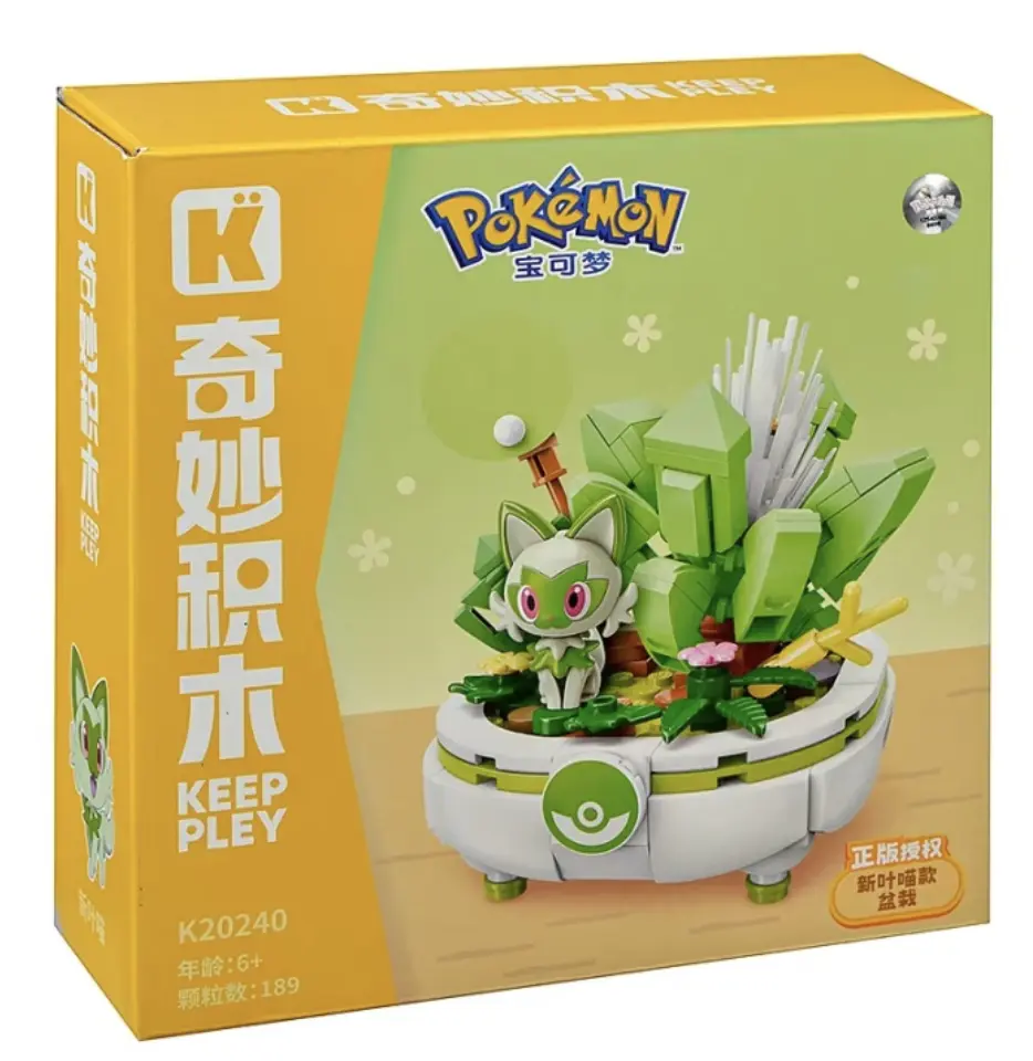 Keeppley K20240 Sprigatito Potted Plant Building Blocks Toy Set Pokemon