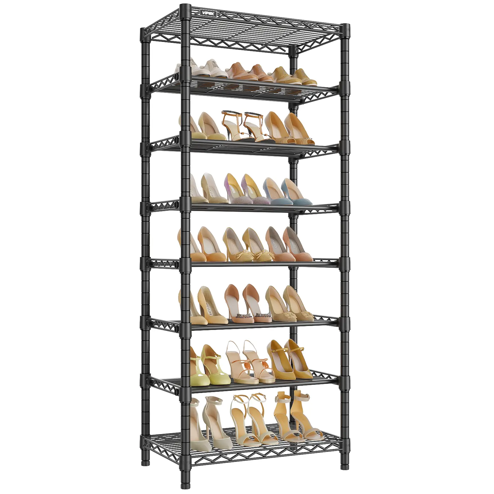 VIPEK S1 Vertical Shoe Rack, 8-Tier Metal Durable Organizer, Heavy Duty with 24-Pair Capacity, Adjustable Detachable Shelves, 544 lbs Load Capacity for Entryway, Bedroom