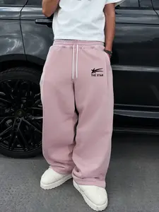 Men's Fashion High Street Trendy Straight Leg Loose Sweatpants, Comfortable Breathable Fabric, Perfect for Daily Wear, Athleisure Pants, Athleisure Bottoms