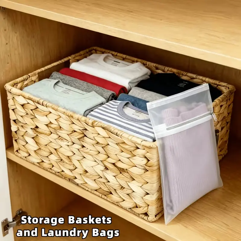 [PABHAN] Large Woven Rectangular Open Storage Basket with Handle. Suitable for Storing Clothes, Towels, Bed Sheets, Books and Magazines. Decorative Storage Basket | Birthday/Move-in Gift Storage Rack Basket