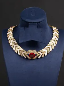 Artificial Gemstone Decorated Wide Chain Necklace, Fashion Jewelry for Party, Daily Clothing Decor, Trendy All-match & Exquisite Jewelry for Birthday Gift