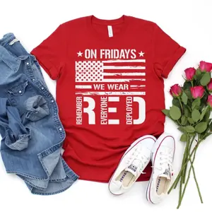 On Friday We Wear Red Shirt, We wear Red Remember Everyone Deployed, American Flag Us Veteran T-shirt, RED Friday shirt