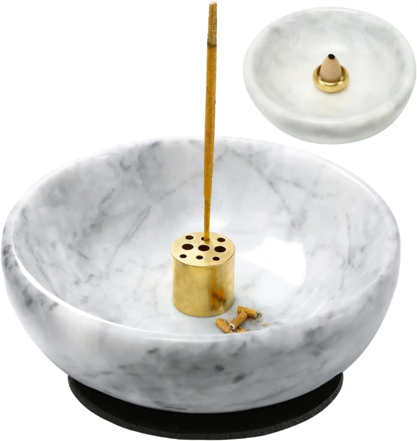 Natural Marble Incense Burner Handmade Incense Stick Incense Burner Reflux Burner Ideal for use in Meditation Incense Smokers and Decoration Grey