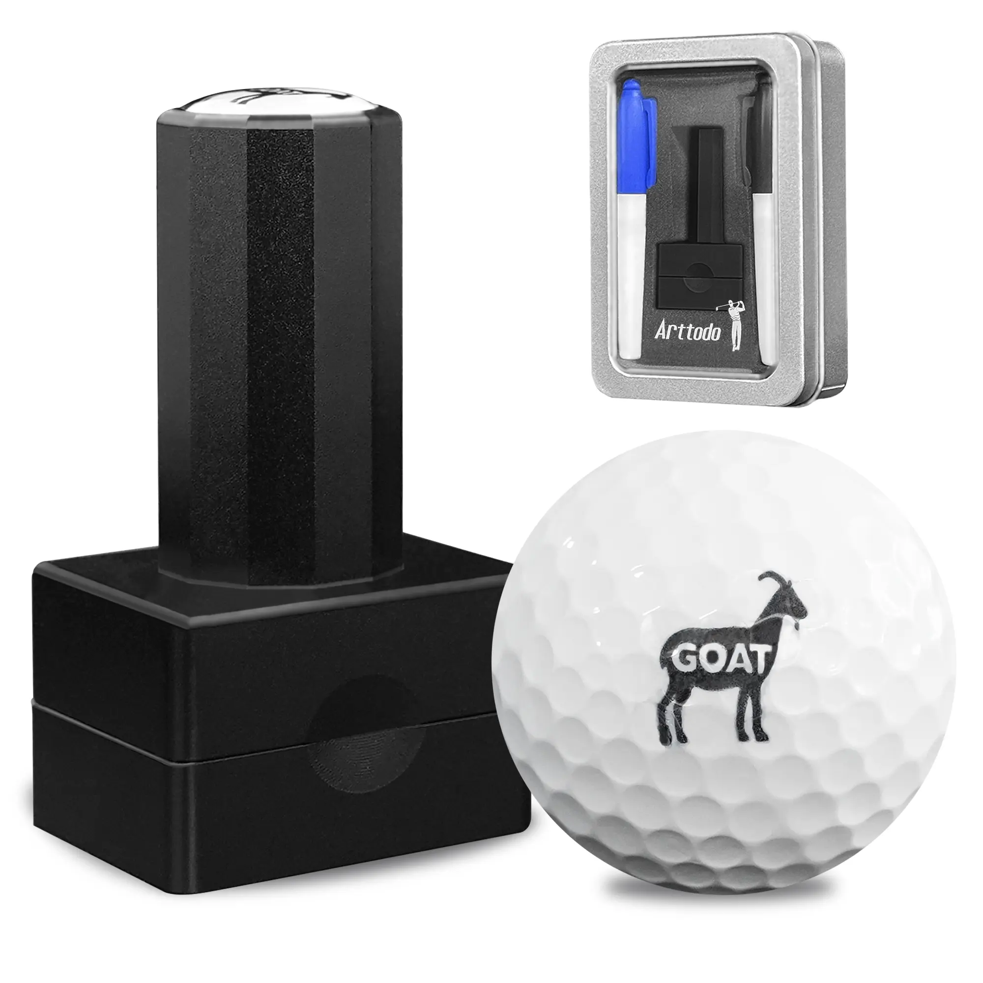 Golf Ball Stamp, Self-Inking Marker, Quick-Dry Permanent Marking Tool, No Leaks or Refills, Reusable & Waterproof, Golf Gift for Men