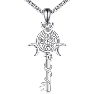 Hecate Necklace for Women 925 Sterling Silver Abalone Shell Hecate Key Pendant Necklaces Jewelry Mothers Day Gift Ideas