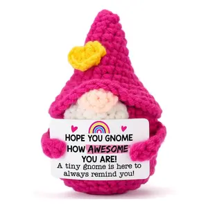 Positive Inspirational Gifts for Women - Crochet Gnome Handmade Crochet Figure Emotional Cheer Support Bosses Day Thanksgiving Birthday Motivational Present for Girls Friend Boss Lady, Christmas Stocking Stuffers