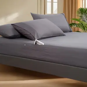 Deep Pocket  Fitted Sheet with Straps - Fits Mattresses Up to 21" Thick - 3 count Bed Sheets -  Wicking, Cooling & Soft Fitted Sheet & Pillow Cases (Grey)